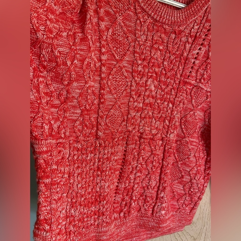 DEX MIXED CABLE KNIT TUNIC SWEATER REDDISH PINK Sz X - Picture 5 of 11